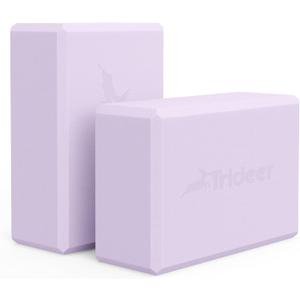 Trideer Yoga Blocks 2 Pack, Soft Non-Slip Foam Blocks with Beveled Edges for Alignment and Stretching in Yoga, Pilates, and Dance - Supportive, Lightweight, Odor Resistant, Latex-Free