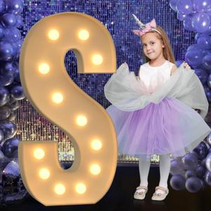 Marquee Light Up Letters, 4FT Marquee Letters, Large Light Up Letter for Party Decor, Mosaic Balloon Frame, Cardboard Letter for Birthday Wedding Engagement Party Decorations, Giant Letter S