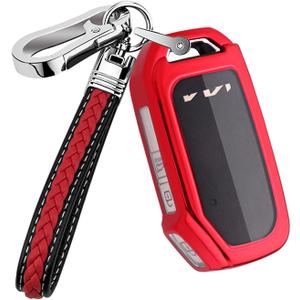 TPU Car Key Case Protector Cover Fob Case with Chain for Kia Soul Forte Telluride K5 Seltos NIRO Sportage Sorento (Red)