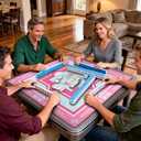 Mahjong Mat 31.5 * 31.5 Inch Non-Slip Noise Reduction, American Mahjong Mat for Table with Bag, Waterproof Surface Mah Jongg Mats for Poker, Card, Dominoes, Board & Tile Games