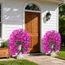 HyeFlora Bougainvillea Artificial Hanging Flowers Plants for Outdoors Decoration, 2pcs Purple Fake Flowers Silk Bougainvillea Vines Realistic UV Resistant Faux Flowers for Outdoor Planters Patio Urn