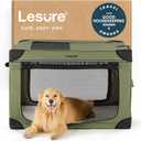 Lesure Shown on TODAY Show Soft Collapsible Dog Crate - 42 Inch Portable Travel Crate for Extra Large Dogs Indoor & Outdoor, 4-Door Foldable Pet Kennel with Mesh Windows, Green