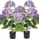Nafresh 2FT Real Touch Faux Hydrangea Tree Outdoor, 2 Pack Purple Hydrangea Tree Artificial with Vibrant Blooms, Faux Hydrangea Potted Plant for Indoor Outdoor Home Front Porch Pation Decor