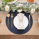 SHACOS Round Placemats Set of 8 Washable 15 inch Round Table Mats Cotton Polyester Woven Braided Place Mats for Dining Table, Navy
