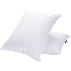 JA COMFORTS Goose Feather Down Bed Pillows for Sleeping(2 Packs)-Standard/Queen,High Fill Weight,Double-Layer Downproof Fabric Design,Goose Down Filling,600 Thread Count,Cotton Cover