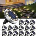 btfarm 16 Pack Solar Lights Outdoor, 8 LED Solar Ground Lights IP65 Waterproof Flat Solar Disc Light, Pathway Lights for Garden Lawn Patio Yard Path Landscape, Warm White
