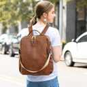 Dora & Liz Laptop Backpack for Women, Leather Travel Backpack with 15.6 Inch Laptop Compartment, College Work Computer Bag