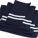 BENECREAT 2Pcs Striped Elastic Fiber Ribbing Fabric 37.4x5.7inch Prussian Blue Waistbands Collar Cuffs Trim Material with White Line for Quilting Clothes, DIY Sewing Crafts, 1.5mm Thick