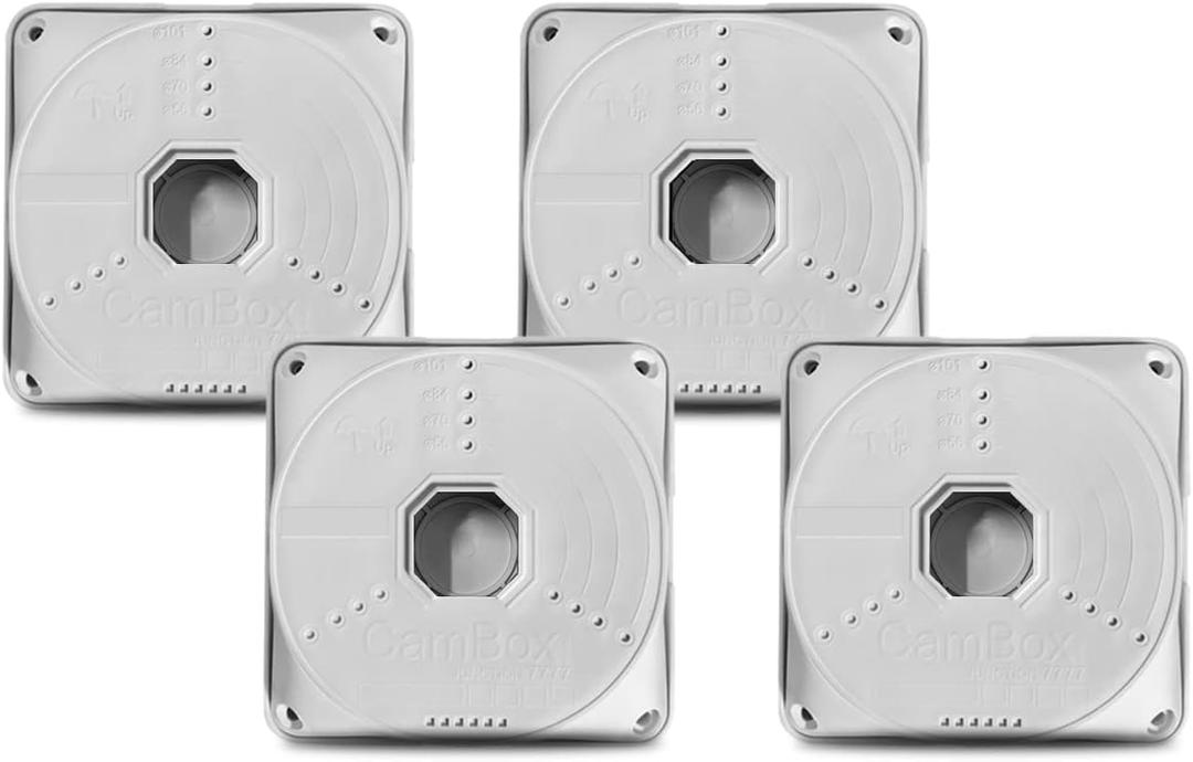 {Universal Junction Box for Camera} Security Camera Junction Box Hide Cable, Wall Ceiling Mount Bracket for CCTV Cam, Base Boxes for Dome Bullet Outdoor Camera, ABS Plastic Electric Enclosure (4 Pack)