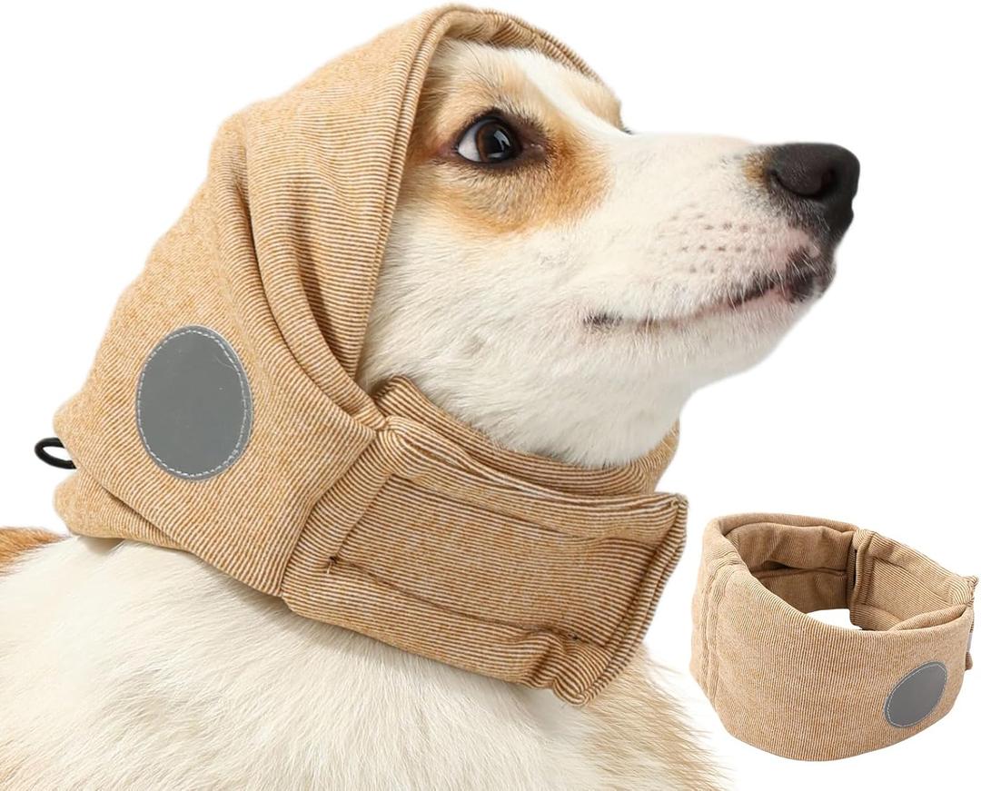 Dog Ear Muffs Dog Head Ear Warp Noise Protection (M-Head Circle(13.7"~18.9"), Brown)