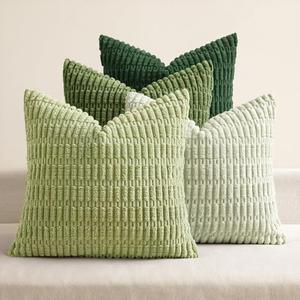 MIULEE Soft Corduroy Spring Throw Pillow Covers Set of 4 Forest Green 18x18 Inch Modern Farmhouse Boho Decorative Accent Cushion Covers for Couch Sofa Bedroom