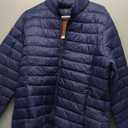 YUCOLEN Women's Puffer Jacket Quilted Winter Coat Padded Stand Collar Full-zip Warm Lightweight Puffer Coats (X-Large, Navy Blue)