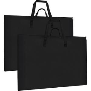 ZKOO 24 x 36 Inch Art Portfolio Bag, Large Size Art Case Light Weight Waterproof Poster Board Storage Bag, Studio Portfolio Tote for Artwork, Poster, Sketch Drawing, Canvas (Black, 2 Pack)