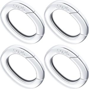 4 PCS 925 Sterling Silver Lobster Clasp, Oval Necklace Shortener Spring Ring Connector Clasp, Necklace Enhancer Shortener, Carabiner Snap Clip Lock for Women - 0.39 in