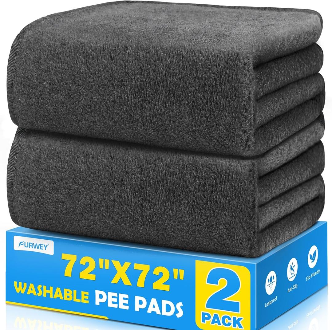 2 Pack Extra Large Washable Pee Pads for Dogs 72"x72" Reusable Dog Pads Non-Slip Waterproof Dog Pee Pads Fast Absorbent Puppy Pads for Training Whelping Housebreaking Incontinence for Playpen