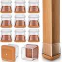 Chair Leg Floor Protectors Square Chair Leg Protectors for Hardwood Floors Silicone Caps Felt Strengthen Bottom Protection Non Slip Reduce Noise 32 Pack Clear Square M Fit:13/16" ~ 1" (20~26mm) (Square Medium, Clear-32pcs)