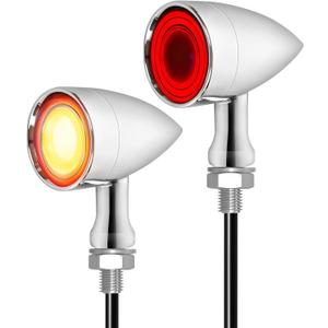 Motorcycle Rear Turn Signal Bullet Large SMD Blinker Red Amber Tail Lights Indicators Fit for Honda Yamaha Suzuki Kawasaki Harley Sportster (Chrome,2PCS)