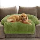 Calming Dog Bed Fluffy Plush Dog Mat for Furniture Protector with Removable Washable Cover for Large Medium Small Dogs and Cats (Extra Large (53x39.3x6), Grass Green)