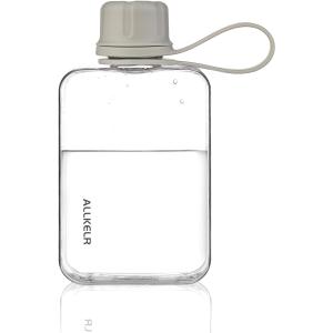 ALLKELR Portable Flat Water Bottle,BPA Free Reusable Tritan Plastic Travel Water Bottle Cup,Lightweight Leakproof Slim Water Bottles Fits Purse,Backpacking,Hiking (Gray, 8 oz)