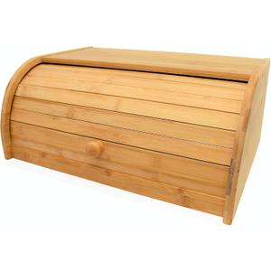 RoyalHouse Natural Bamboo Roll Top Bread Box Kitchen for Countertop Food Storage, Large