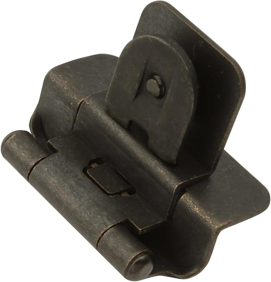 Hickory Hardware P5312-BI Double Demountable Hinge - 1/4 Inch overlay, 3/8 Inch inset Self-Closing Feature with 170 Opening Face Frame - Screwless Mounting Cabinet Black Iron Finish 1 Pair