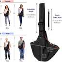 SlowTon Dog Carrier Sling - Thick Padded Shoulder Strap Adjustable Dog Carriers for Small Dogs, Puppy Carrier Purse for Pet Cat with Front Zipper Pocket Safety Belt Machine Washable Waterproof Black L