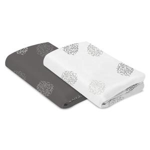 4moms Breeze Playard Sheets, Machine Washable and 100% Cotton, White & Grey, 2 Pack
