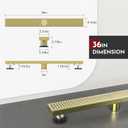 WEBANG 36 Inch Linear Shower Drain Rectangular Floor Drain with Accessories Square Hole Pattern Cover Grate Removable SUS304 Stainless Steel CUPC Certified Brushed Gold