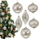 6 Pcs Silver Glass Christmas Ornaments, Mercury Christmas Ball Ornaments Hanging Hand Blown Glass Balls for Xmas Tree Home Wedding Birthday Holiday Party Decor, 2.36 Inch