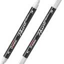 Overseas White Acrylic Paint Markers, 2 Pack Dual Tip Paint Pens Acrylic Markers with Dot and Brush Tip, Coloring Marker for Wood, Rock, Canvas, Glass, Metal, Ceramic, Plastic, Fabric, School Supplies