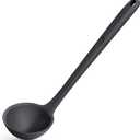 13 inch Silicone Soup Ladle: U-Taste 600F Heat Resistant 4 oz Large Non-stick Seamless Rubber Kitchen Deep Serving Spoon with Non Slip Solid Long Handle for Cooking Sauce/Stews/Gravies/Chili(Black)