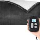 Heated Blanket Electric Blanket Queen Size 84''x90'' with 10 Heating Levels, 1-12 Hour Auto Shut Off, Machine Washable, Dual Controller Soft Warming Blanket for Couch, Bed, Office - Dark Grey