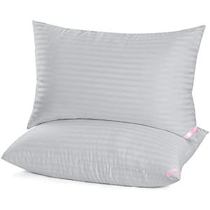 EIUE Bed Pillows for Sleeping 2 Pack Queen Size, Pillows for Side and Back Sleepers, Super Soft Down Alternative Microfiber Filled Pillows, 20 x 12 Inches, Grey