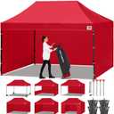 ABCCANOPY Heavy Duty Easy Pop up Canopy Tent with Sidewalls 10x15, Red
