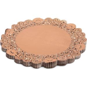 Juvale Rose Gold Lace Doilies - 12-Inch Round, 100 Pack - Disposable Table Doilies Rose Gold & Disposable Paper Placemats Bulk for Cakes, Pastries & Events