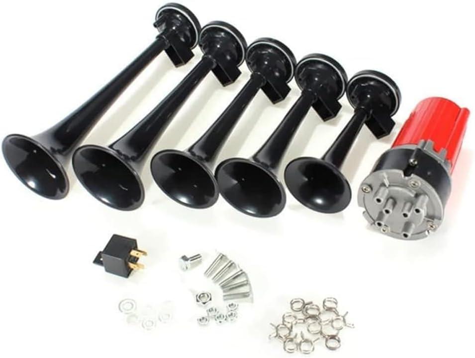 5pcs 125dB Black Trumpet Musical Dixie Car Duke of Hazzard with Compressor 12V Car Air Horn