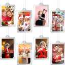Weysat 8 Pcs Christmas Acrylic Photo Ornaments Hanging Picture Frame Ornaments 2 x 3 Inch Picture Frames with Magnetic Attraction for Christmas Tree Tear The Scratch Film Before Use(Silver)