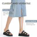 Women's Thick Platform Slide Sandals anti-slip Sole Open Toe Strap Summer Flats Shoes (Black)