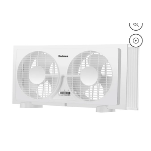 Holmes 9" Twin Blade Manual Window Fan, 2 Speeds, Reversible Airflow, 2 Extender Panels, White