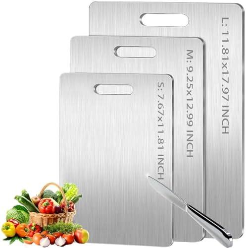 Titanium Cutting Board Set of 3,100% Pure Titanium Cutting Boards for Kitchen Double Sided,Hygiene Durable Dishwasher124