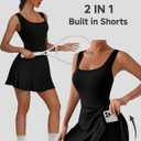 NIASHOT Women's Athletic Dress Mini U Neck Sleeveless Built in Shorts with Pockets Tennis Golf Graduation (Black, M)