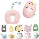 Kids Travel Pillow - 2-in-1 Deformable Kids Neck Pillow for Traveling, Soft U-Shaped Pillow with Adorable Animal Design, Comfy Sleep and Play, Ideal for Airplanes and Cars - Pink Unicorn