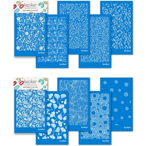 KEOKER Floral Silk Screen Stencils for Polymer Clay, 10 PCS Silk Screen for Jewelry Clay Earrings Decoration, Each 5.5" X 3.5" (10PC)
