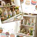 Mimorou 3 Set Easter Cookie Jar with Ceramic Bunny Lid 44oz 33oz 22oz Glass Candy Jar Food Storage Canister with Airtight Gold Lid for Easter Party Spring Tea Table Decoration