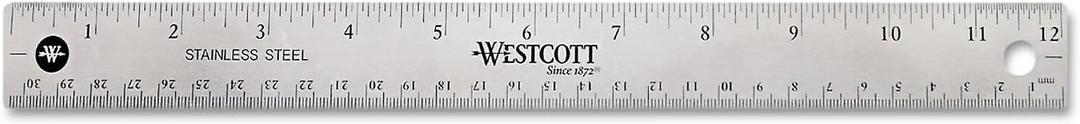 Westcott Stainless Steel Ruler Set with Non-Slip Cork Backing, Easy to Read Etched Markings, Flexible and Sturdy Design, for Crafting, Office, Classroom, Back to School Supplies, 12-Inch