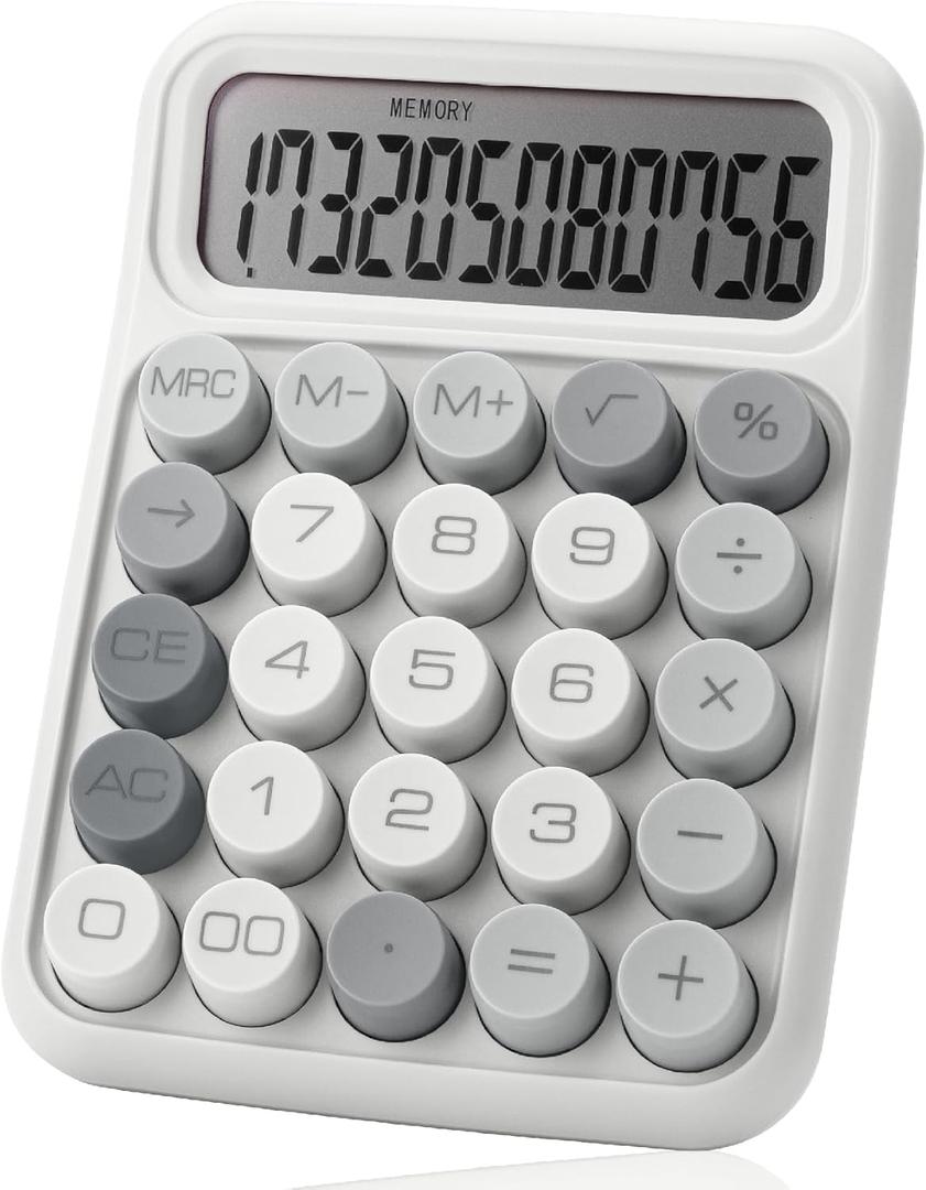 Mr. Pen- Mechanical Switch Calculator, 12 Digits, Large LCD Display, Gray Calculator Big Buttons