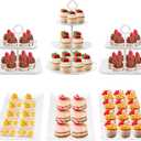 6Pcs Cupcake Stand White Plastic Cake Stand Dessert Table Stands Set 3Tier 2Tiered Cupcake Tower Stand Treat Display Holder Cookie Candy Serving Tray Dessert Trays for Wedding Baby Shower Tea Party