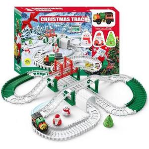 Christmas Train Track Set -125 Piece Set DIY Assembling Track Battery Operated Home Party Decoration Suitable for Birthday Toy for Children Over 3 Years Old
