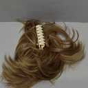 HOOJIH Messy Bun Hair Piece, Claw Clip in Straight Hair Bun 9 Inch Short Ponytail Extension with Bendable Metal Wire Hair Pieces for Women Fake Pony DIY Styles - Medium Brown with Blonde Highlights