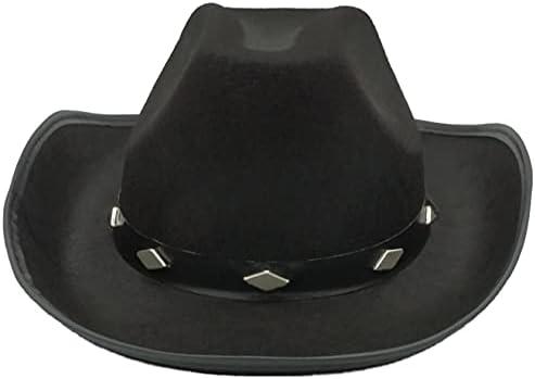 4E's Novelty Black Cowboy Hat for Men & Women - Felt Studded Black Cowgirl Hat for Women Western Themed Party, Cowboy Costume Accessory for Adults 2Pack